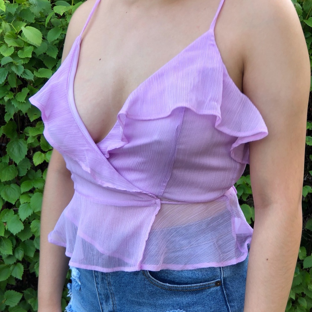 Blue Blush Lilac Ruffle Wrap Cami